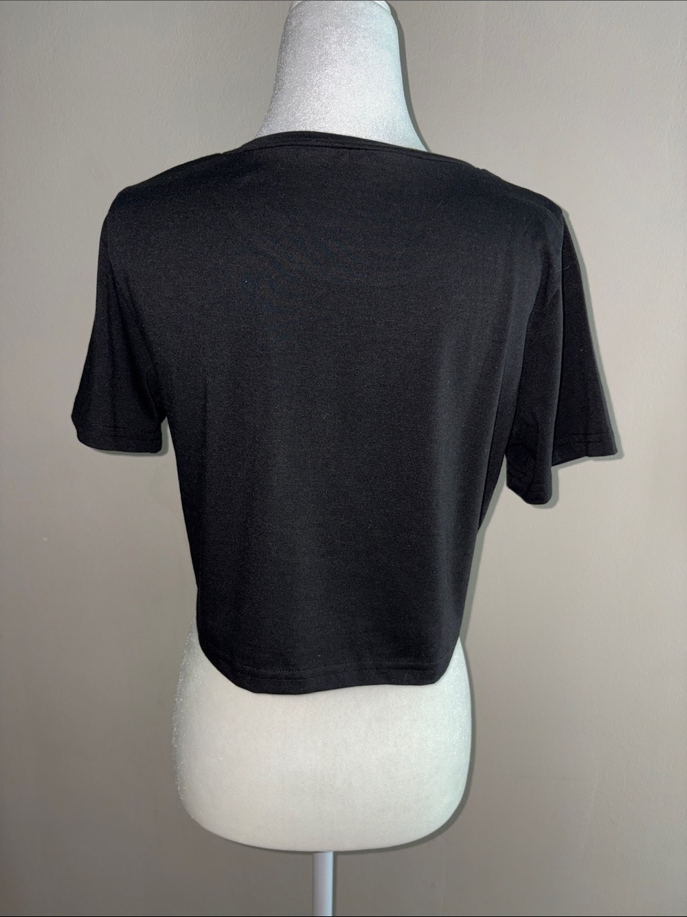 Black Women's Skeleton Hand Graphic Crop Tee - Picture 3 of 4